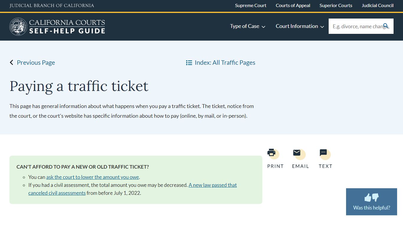 Paying a traffic ticket | California Courts | Self Help Guide