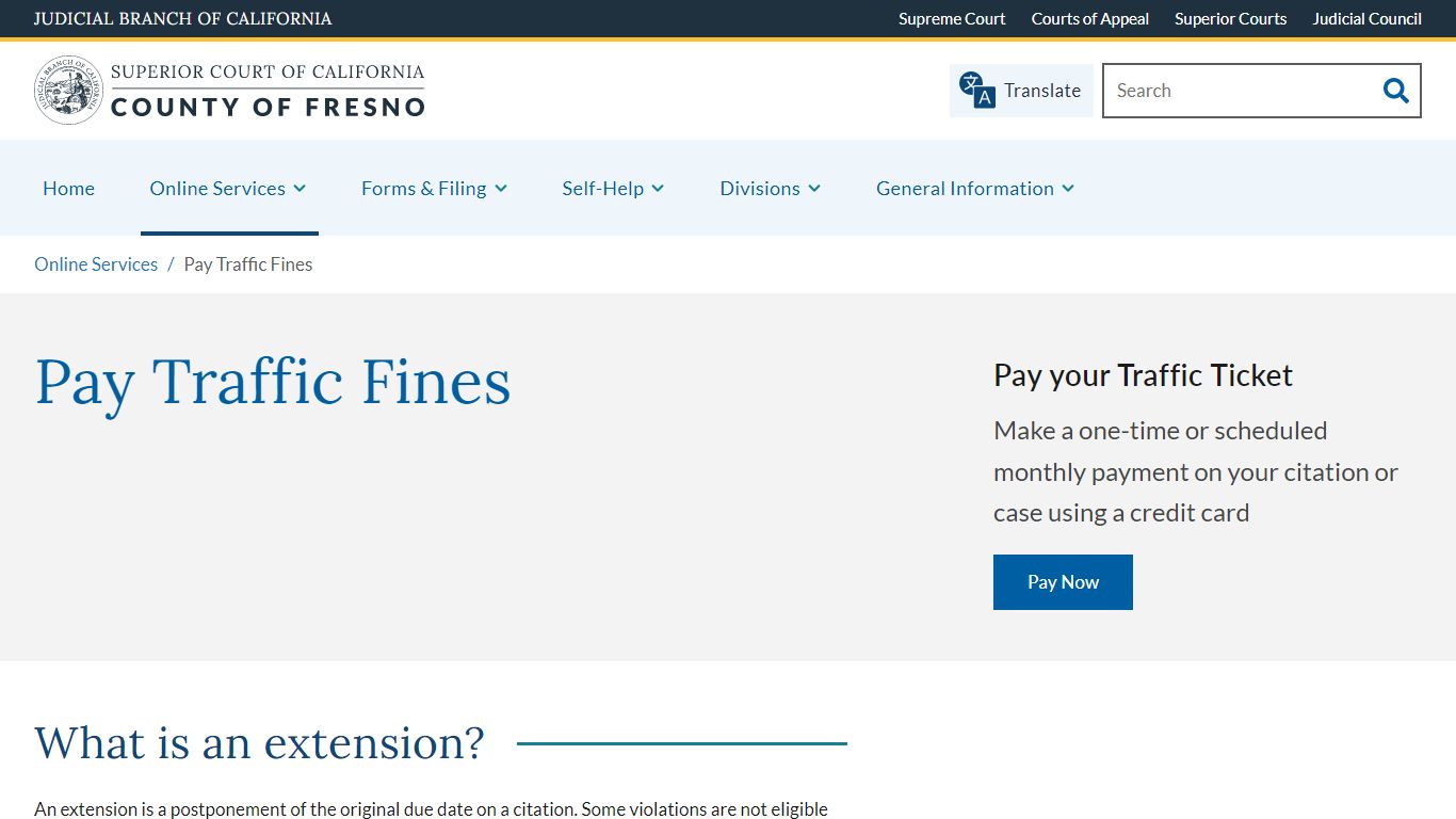 Pay Traffic Fines | Superior Court of California | County of Fresno